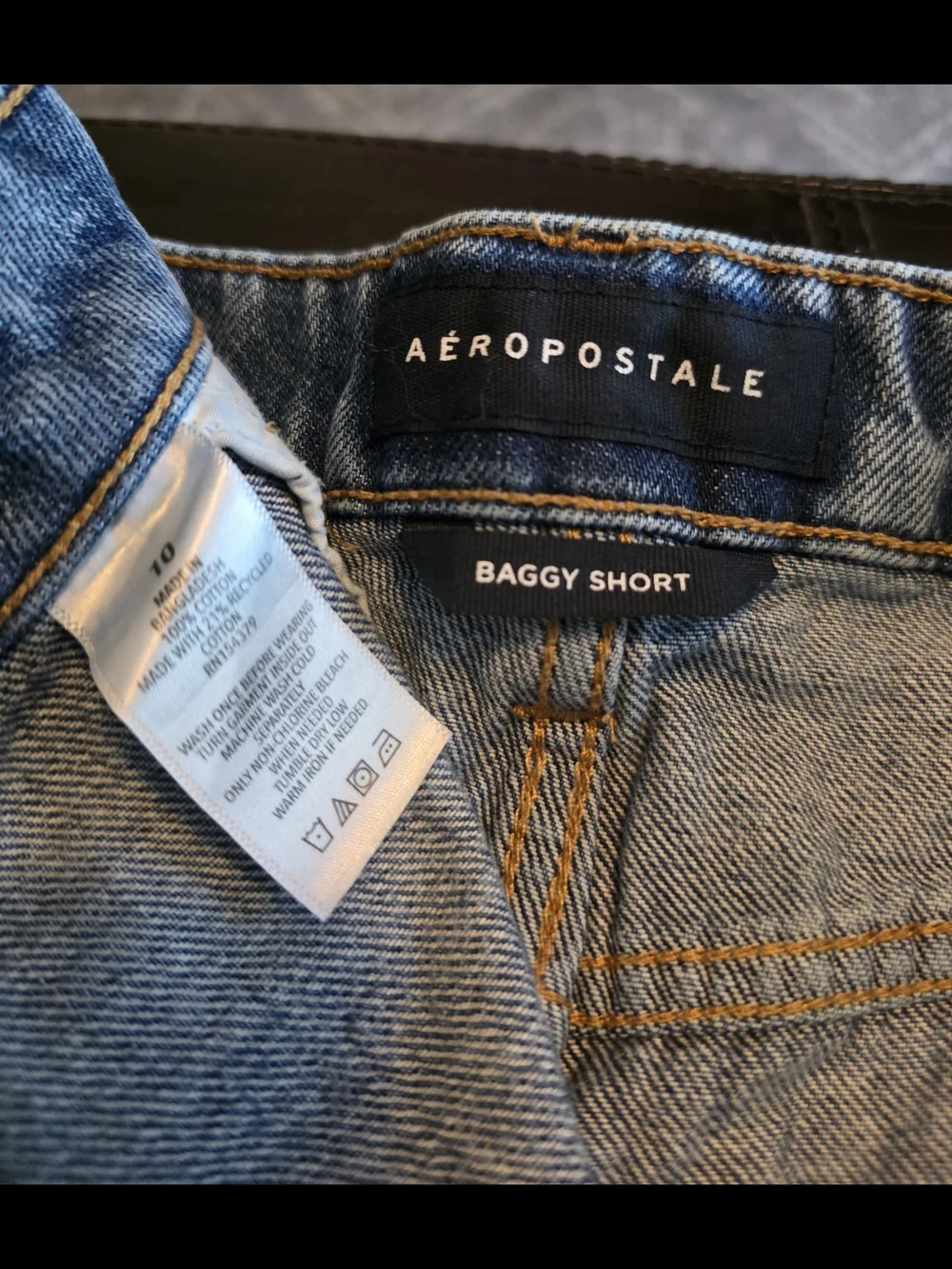 Aeropostale Denim Baggy Shorts in Light Blue with Contrast Stitching